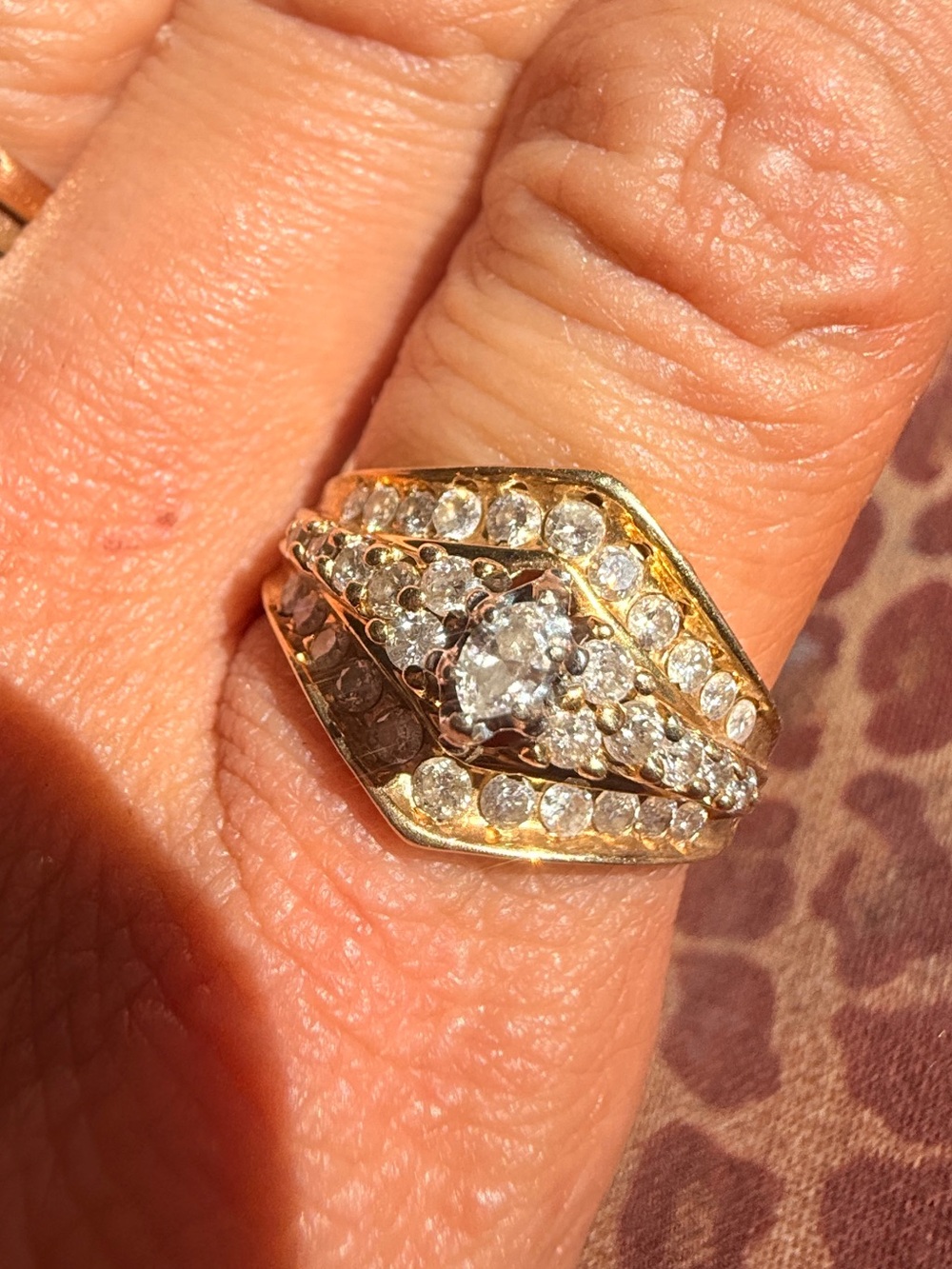 Rare VINTAGE 14K Gold Natural Diamond 1.15 ctw (approx) Sz8 - Picture 14 of 17